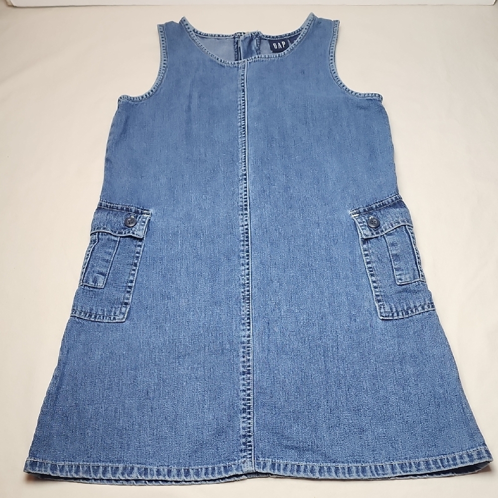 GAP Kids Blue Denim Dress with Pockets Sleeveless Jumper 100% Cotton